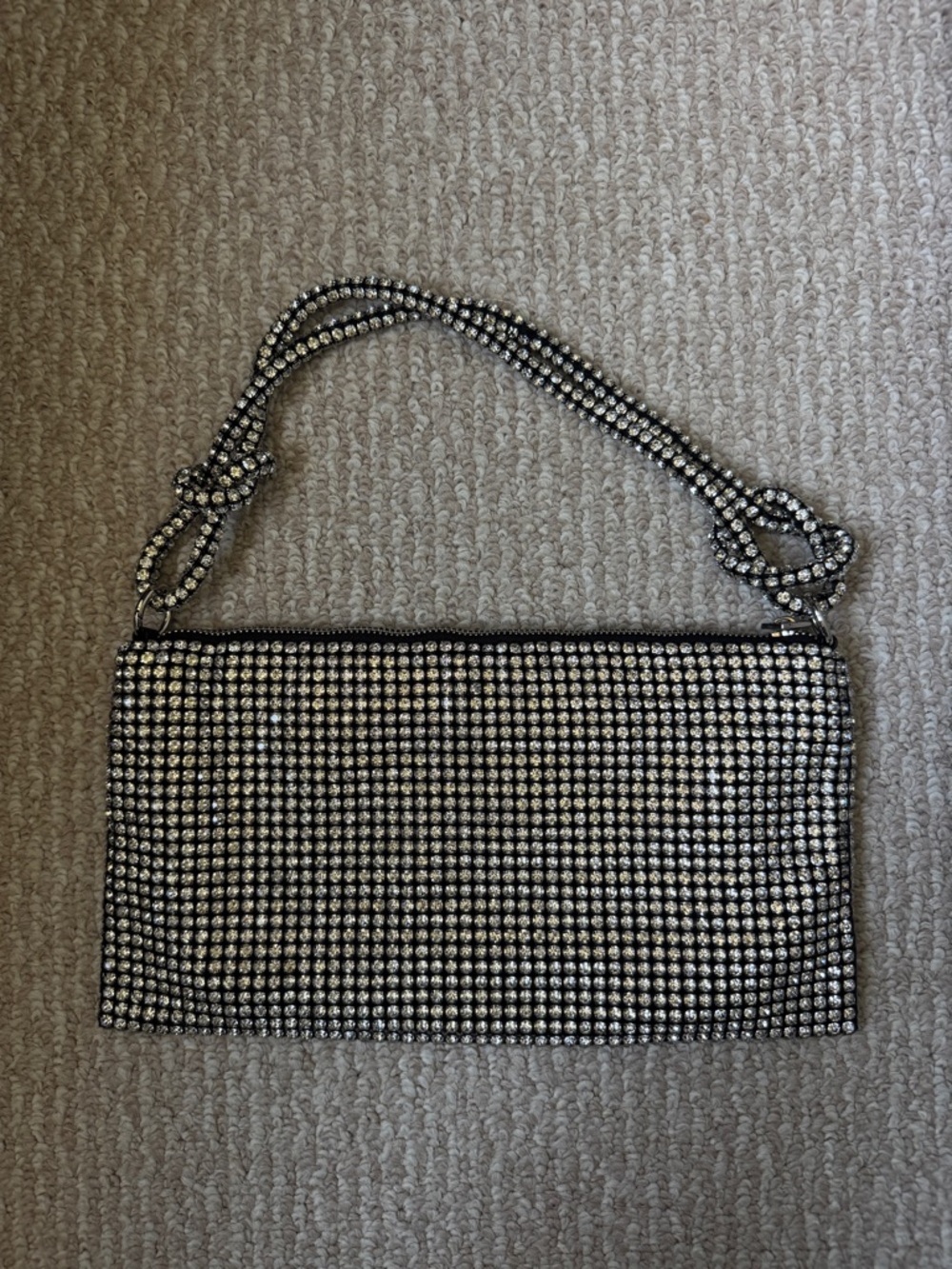 REITMANS Black and Silver Crystal Mesh Shoulder Bag